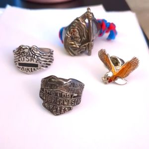 Rare Vintage Harley Biker Rings and Pin